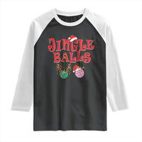 Funny Christmas Pickleball Raglan Shirt Jingle Balls Reindeer Santa Hat Ball - Wonder Print Shop