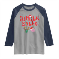 Funny Christmas Pickleball Raglan Shirt Jingle Balls Reindeer Santa Hat Ball - Wonder Print Shop