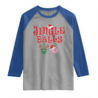 Funny Christmas Pickleball Raglan Shirt Jingle Balls Reindeer Santa Hat Ball - Wonder Print Shop