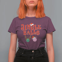 Funny Christmas Pickleball T Shirt For Women Jingle Balls Reindeer Santa Hat Ball - Wonder Print Shop