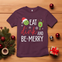 Funny Christmas Pickleball T Shirt Eat Dink And Be Merry - Wonder Print Shop