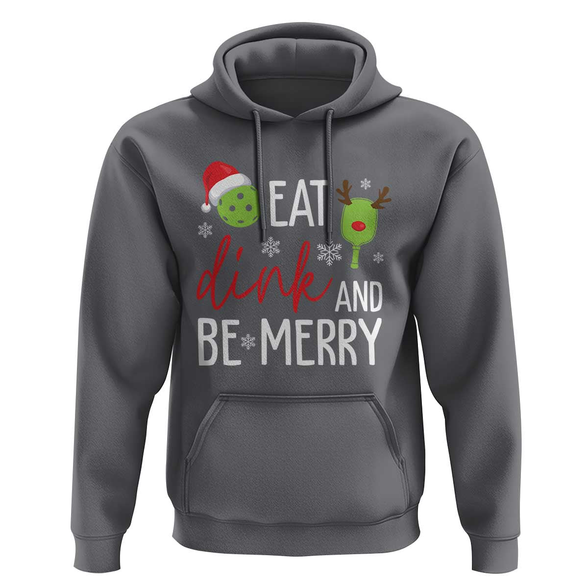 Funny Christmas Pickleball Hoodie Eat Dink And Be Merry