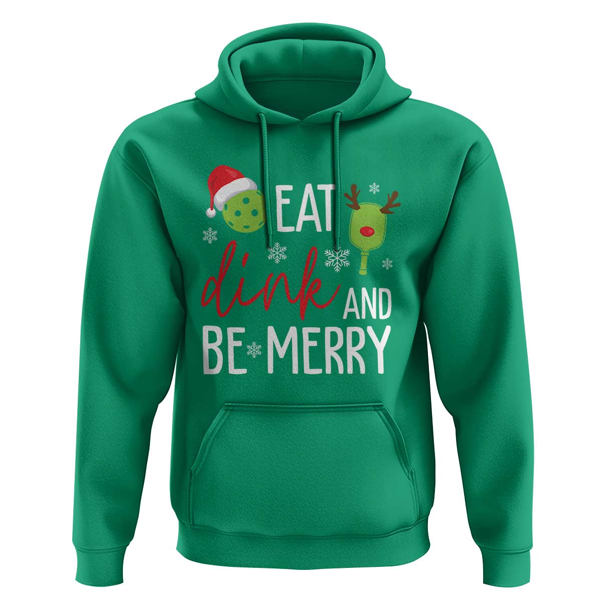 Funny Christmas Pickleball Hoodie Eat Dink And Be Merry