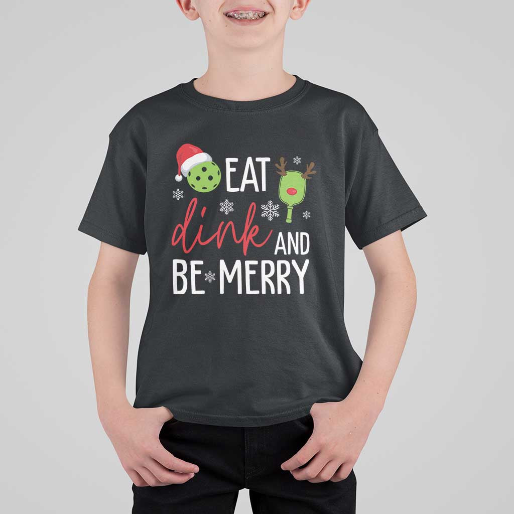 Funny Christmas Pickleball T Shirt For Kid Eat Dink And Be Merry - Wonder Print Shop