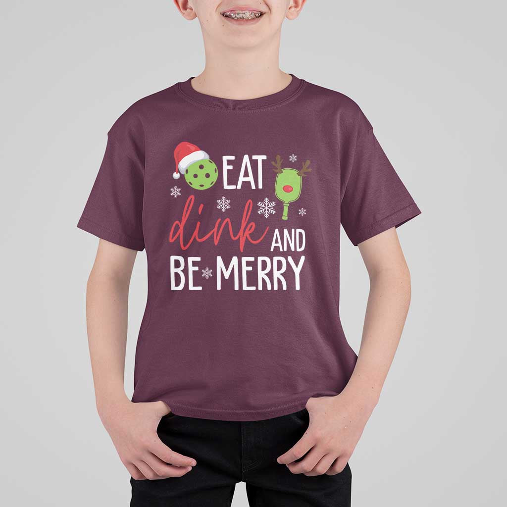 Funny Christmas Pickleball T Shirt For Kid Eat Dink And Be Merry - Wonder Print Shop