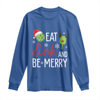 Funny Christmas Pickleball Long Sleeve Shirt Eat Dink And Be Merry