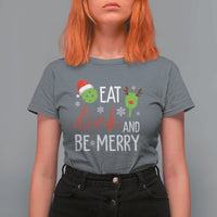 Funny Christmas Pickleball T Shirt For Women Eat Dink And Be Merry - Wonder Print Shop