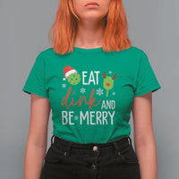 Funny Christmas Pickleball T Shirt For Women Eat Dink And Be Merry - Wonder Print Shop