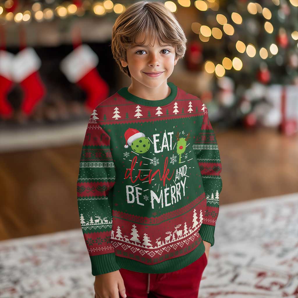 Funny Xmas Pickleball Ugly Christmas Sweater Eat Dink And Be Merry - Wonder Print Shop