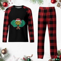 Funny Xmas Pickleball Holiday Santa Hat Plaid Pajama Set - Wonder Print Shop