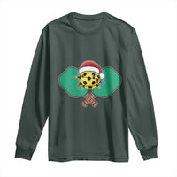 Funny Christmas Pickleball Holiday Santa Hat Long Sleeve Shirt