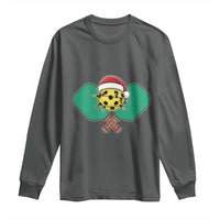 Funny Christmas Pickleball Holiday Santa Hat Long Sleeve Shirt