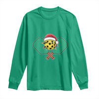 Funny Christmas Pickleball Holiday Santa Hat Long Sleeve Shirt