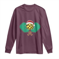 Funny Christmas Pickleball Holiday Santa Hat Long Sleeve Shirt