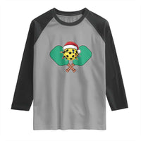Funny Christmas Pickleball Holiday Santa Hat Raglan Shirt - Wonder Print Shop