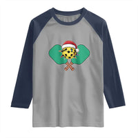 Funny Christmas Pickleball Holiday Santa Hat Raglan Shirt - Wonder Print Shop