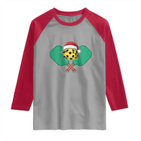 Funny Christmas Pickleball Holiday Santa Hat Raglan Shirt - Wonder Print Shop