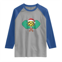 Funny Christmas Pickleball Holiday Santa Hat Raglan Shirt - Wonder Print Shop