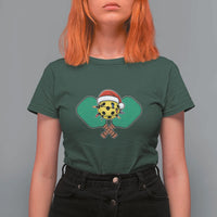 Funny Christmas Pickleball Holiday Santa Hat T Shirt For Women - Wonder Print Shop