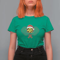 Funny Christmas Pickleball Holiday Santa Hat T Shirt For Women - Wonder Print Shop