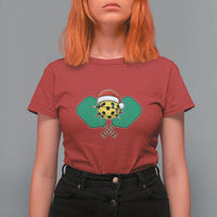 Funny Christmas Pickleball Holiday Santa Hat T Shirt For Women - Wonder Print Shop