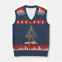 Funny Native American Xmas Tree Medicine Wheel V-Neck Knit Sweater Vest - Wonder Print Shop