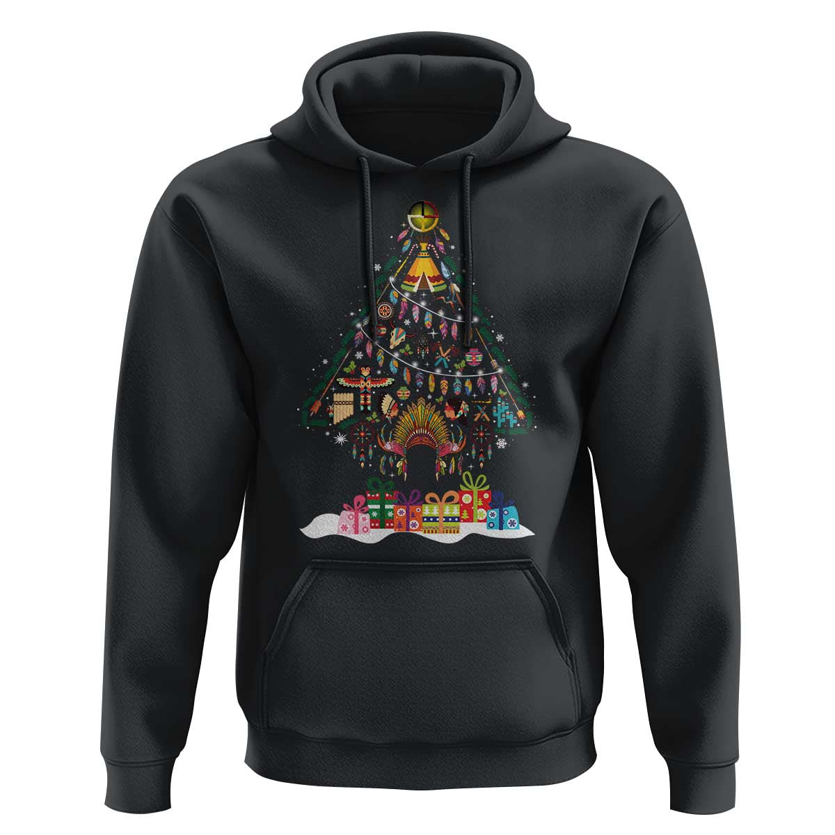 Funny Native American Christmas Tree Medicine Wheel Hoodie