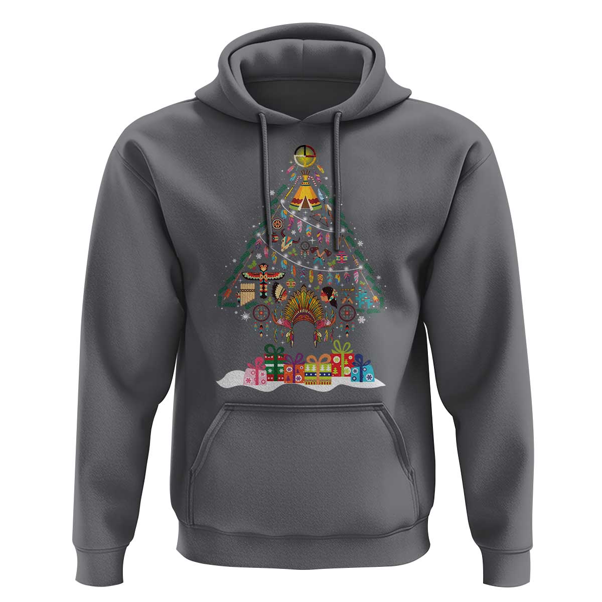 Funny Native American Christmas Tree Medicine Wheel Hoodie