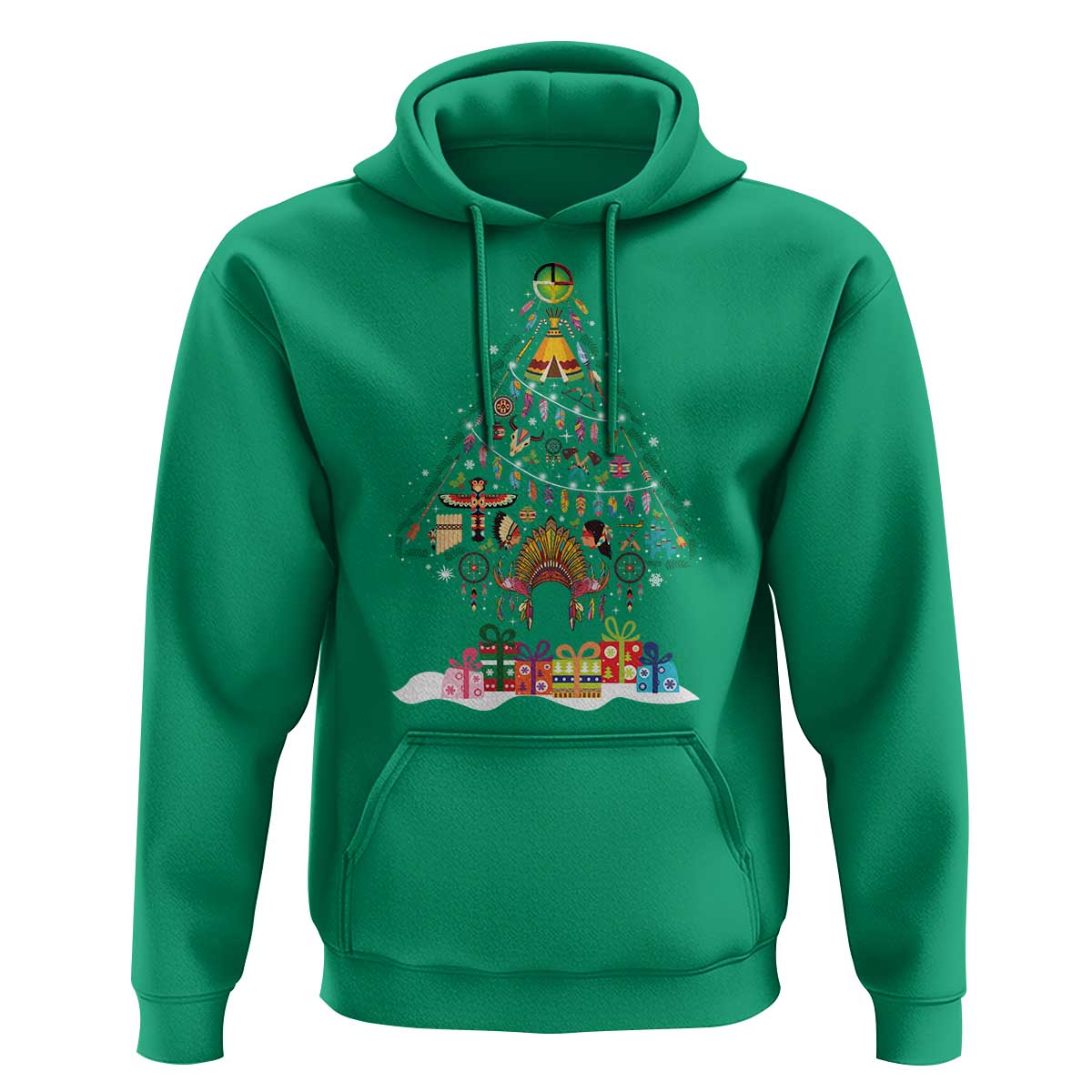Funny Native American Christmas Tree Medicine Wheel Hoodie