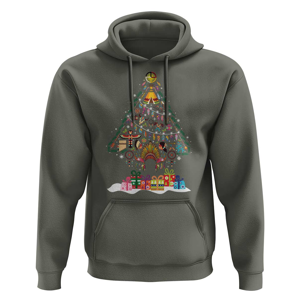 Funny Native American Christmas Tree Medicine Wheel Hoodie