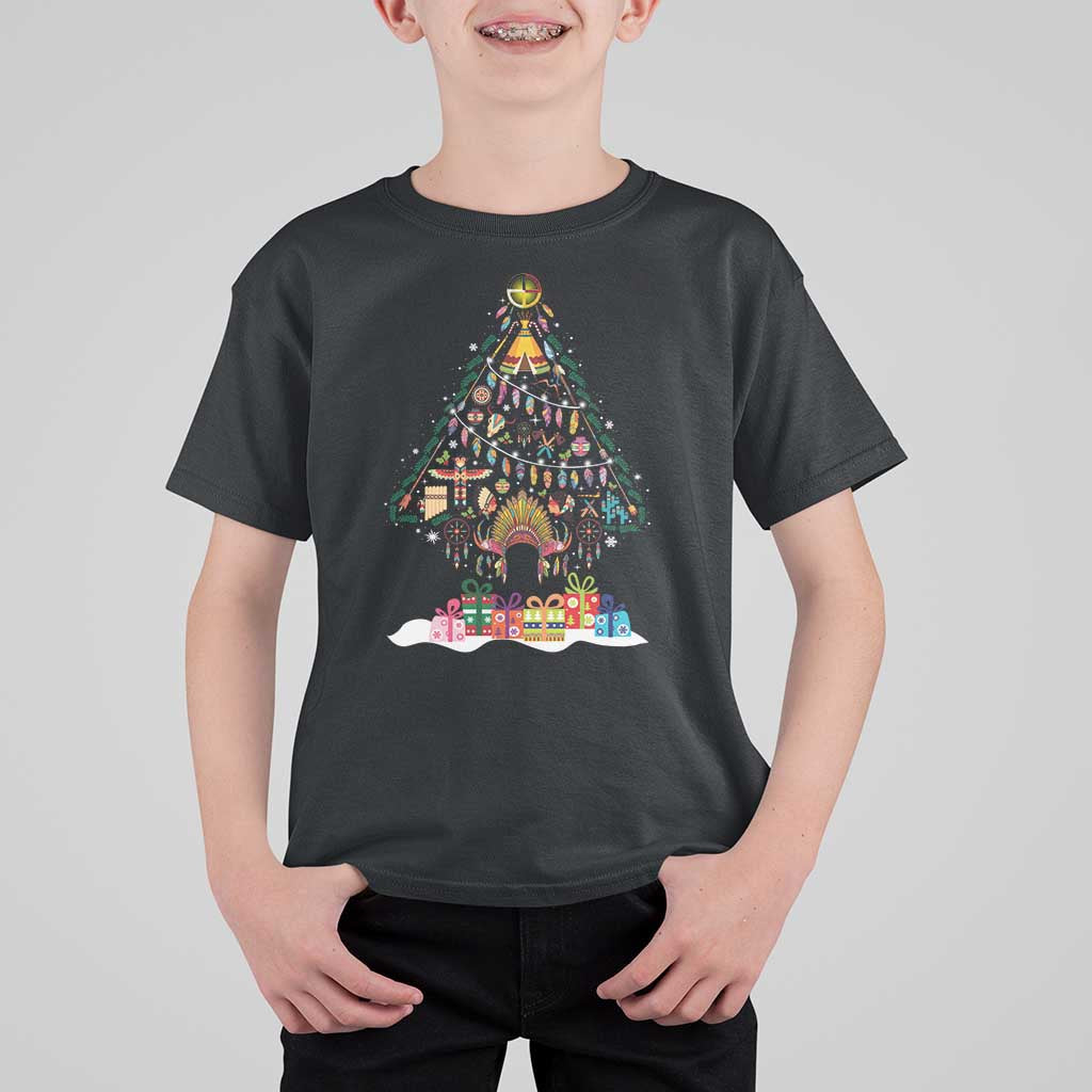 Funny Native American Christmas Tree Medicine Wheel T Shirt For Kid - Wonder Print Shop