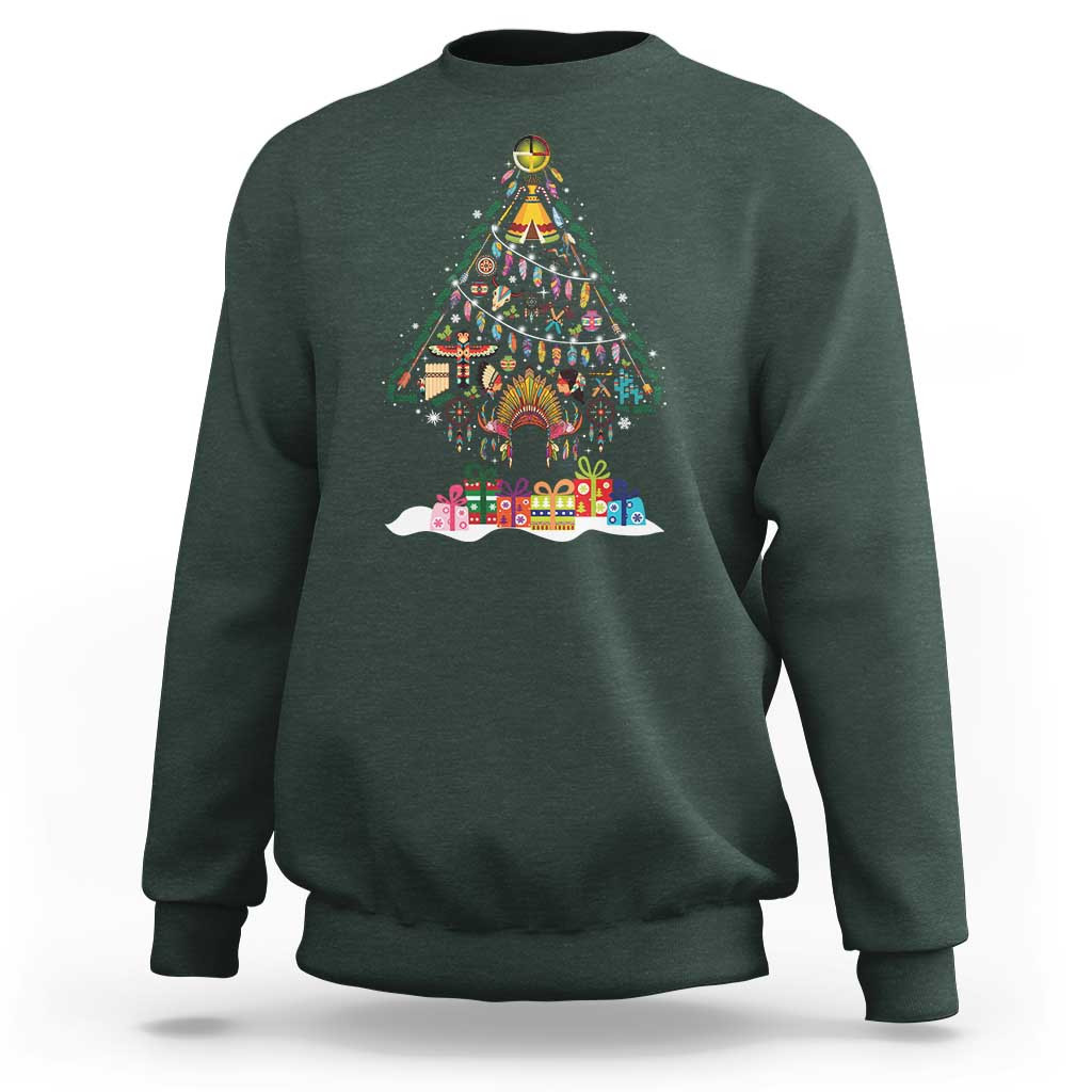 Funny Native American Christmas Tree Medicine Wheel Sweatshirt - Wonder Print Shop