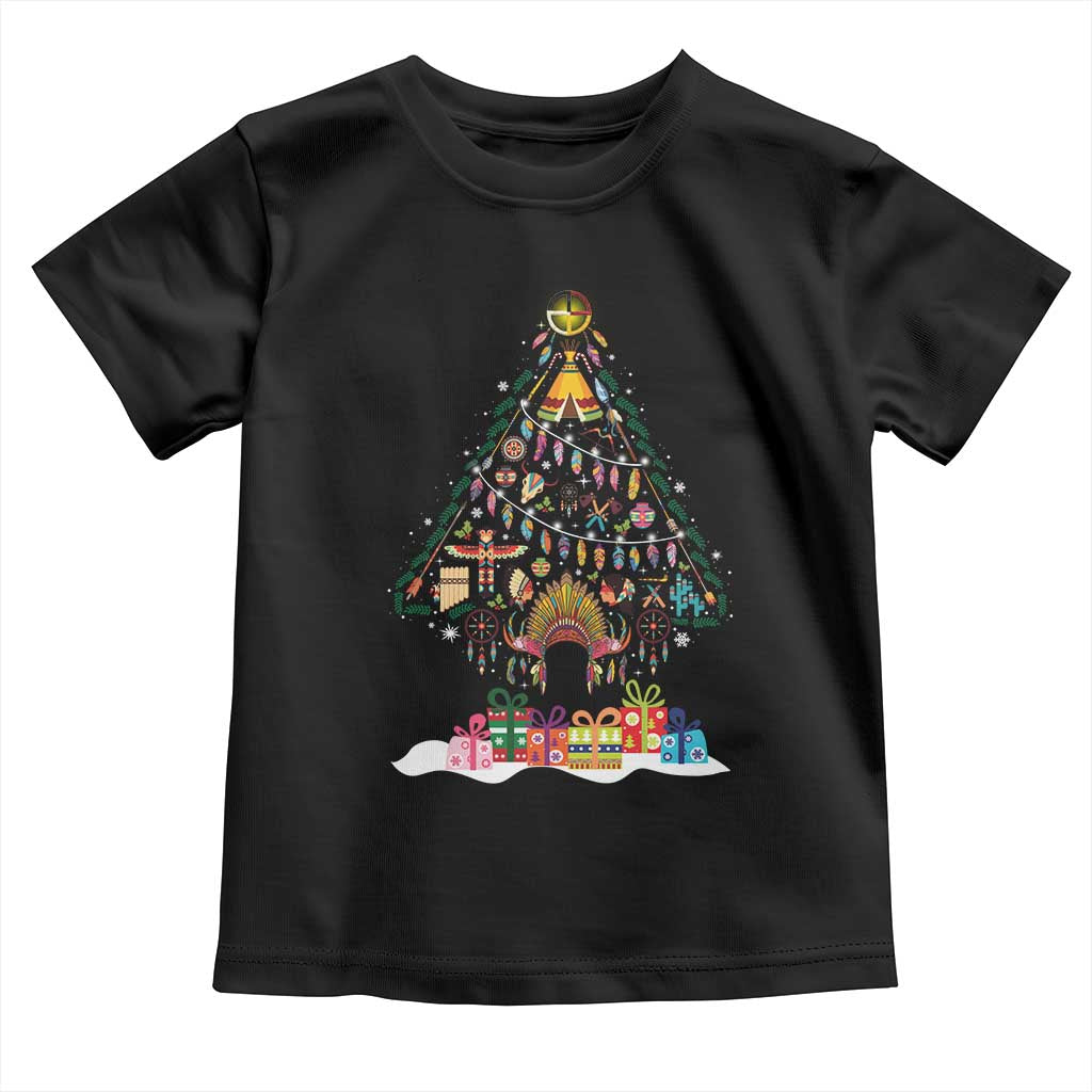 Funny Native American Christmas Tree Medicine Wheel Toddler T Shirt