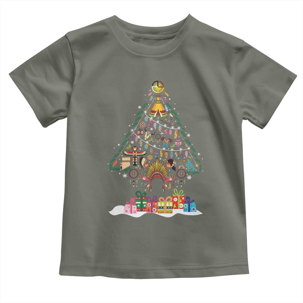Funny Native American Christmas Tree Medicine Wheel Toddler T Shirt