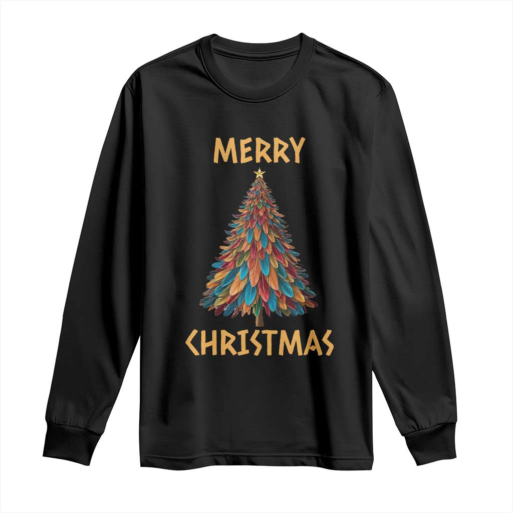 Funny Native American Eagle Feather Christmas Tree Long Sleeve Shirt