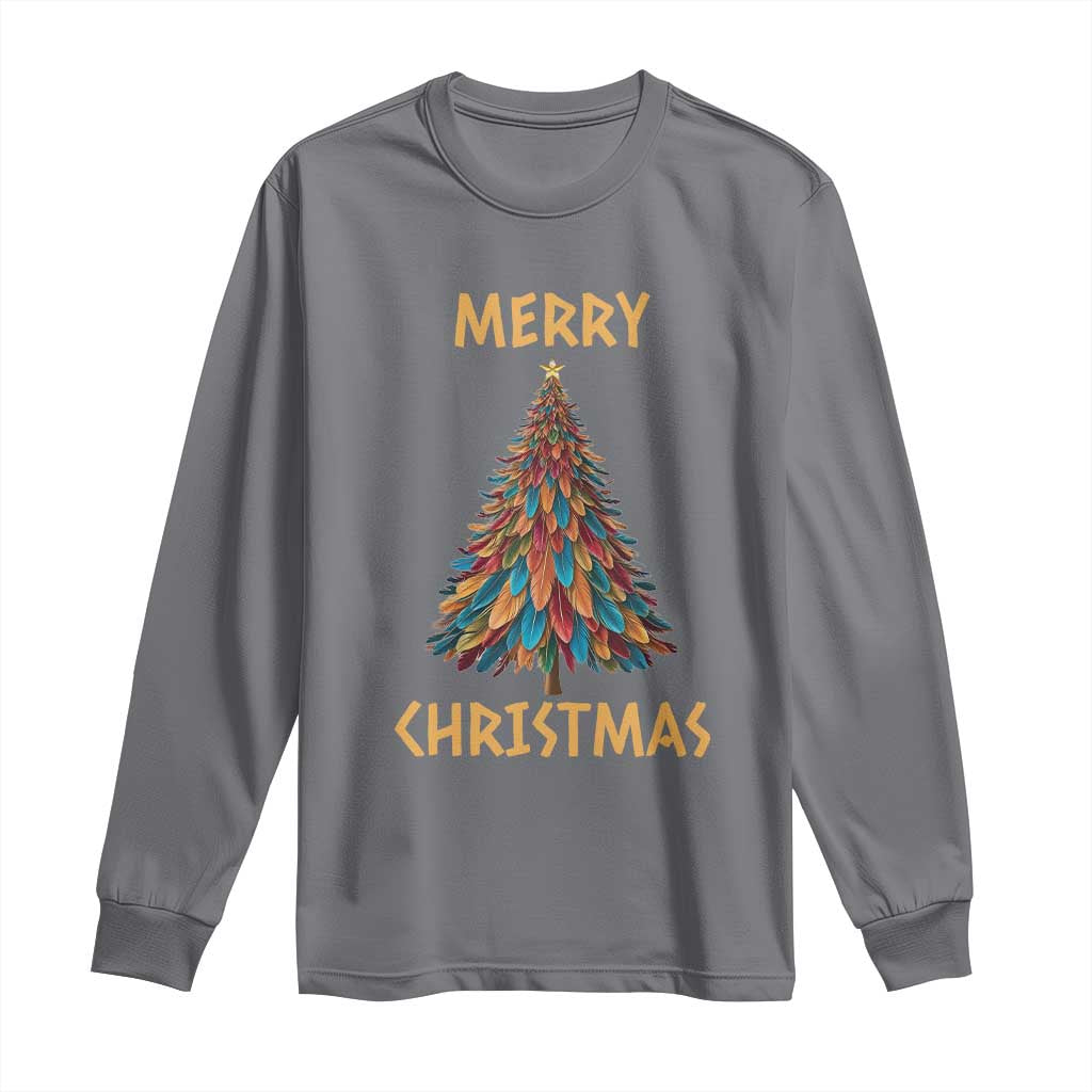 Funny Native American Eagle Feather Christmas Tree Long Sleeve Shirt