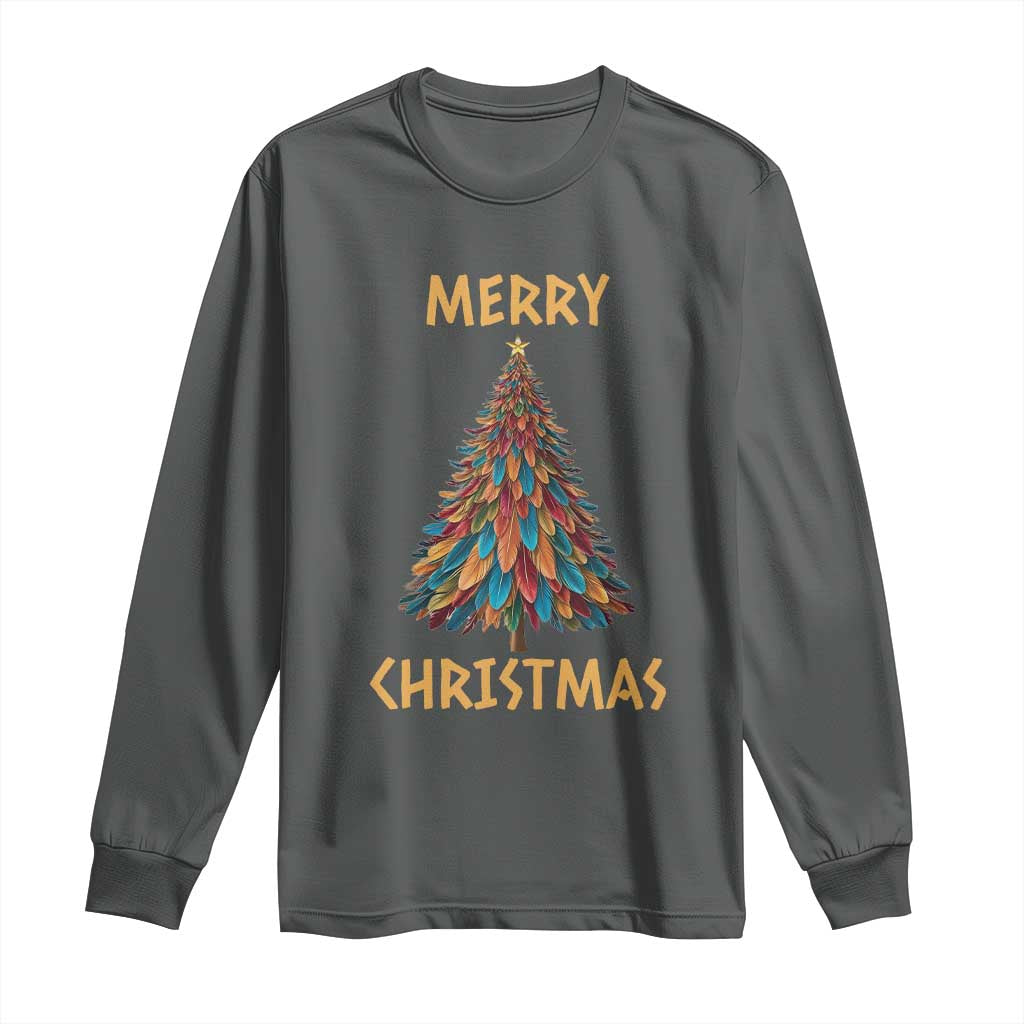 Funny Native American Eagle Feather Christmas Tree Long Sleeve Shirt