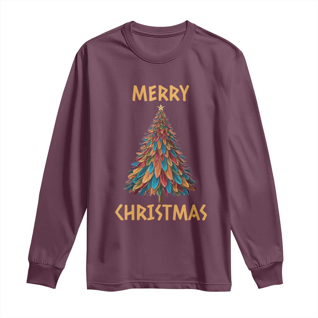 Funny Native American Eagle Feather Christmas Tree Long Sleeve Shirt