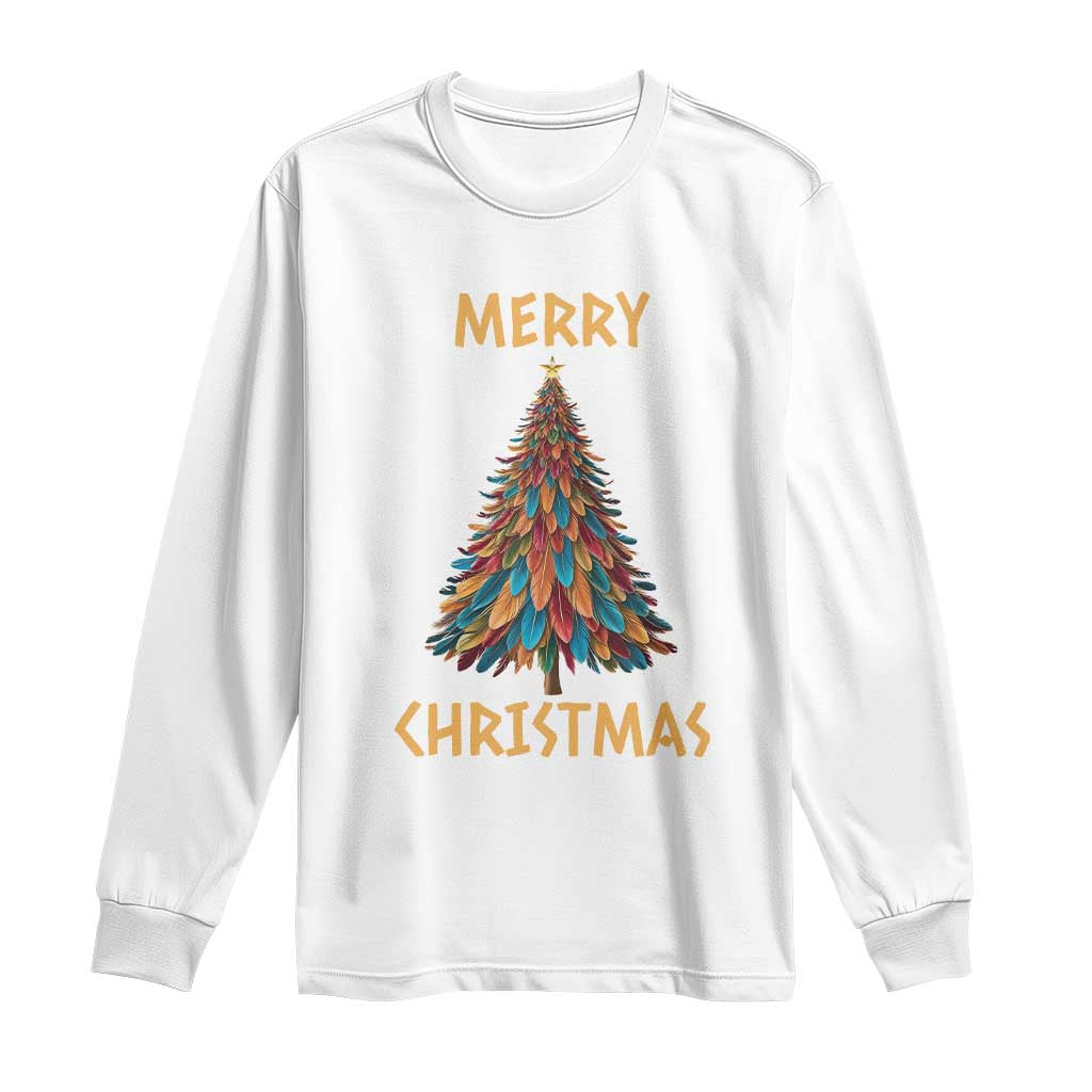 Funny Native American Eagle Feather Christmas Tree Long Sleeve Shirt