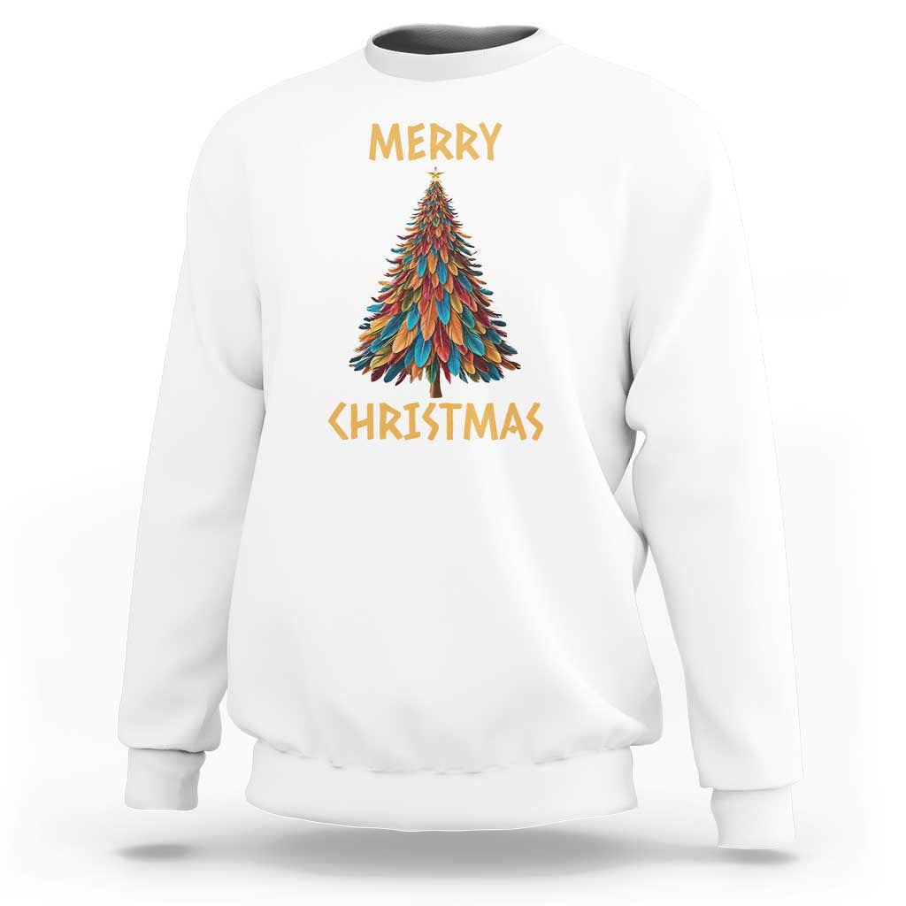 Funny Native American Eagle Feather Christmas Tree Sweatshirt - Wonder Print Shop