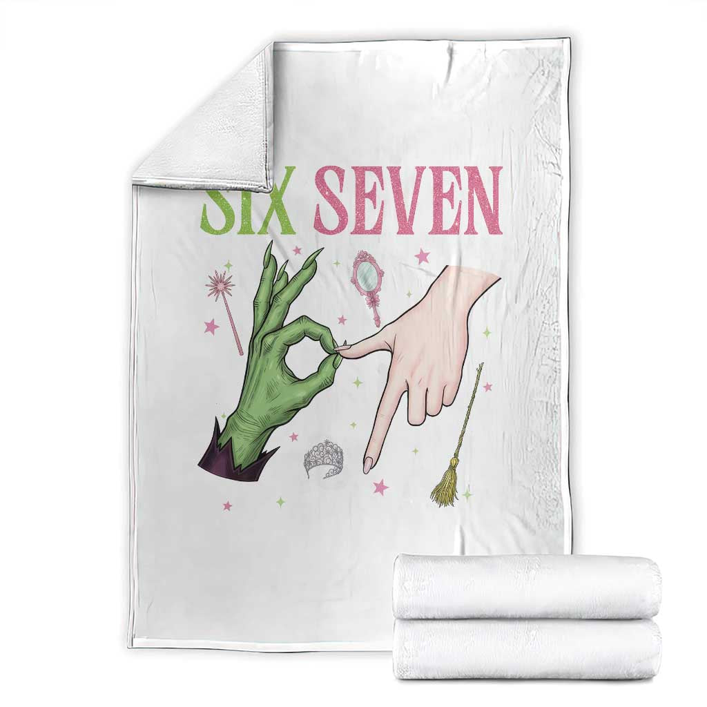 Funny Six Seven Witch Pink And Green Broomstick Magic Wand Throw Blanket - Wonder Print Shop