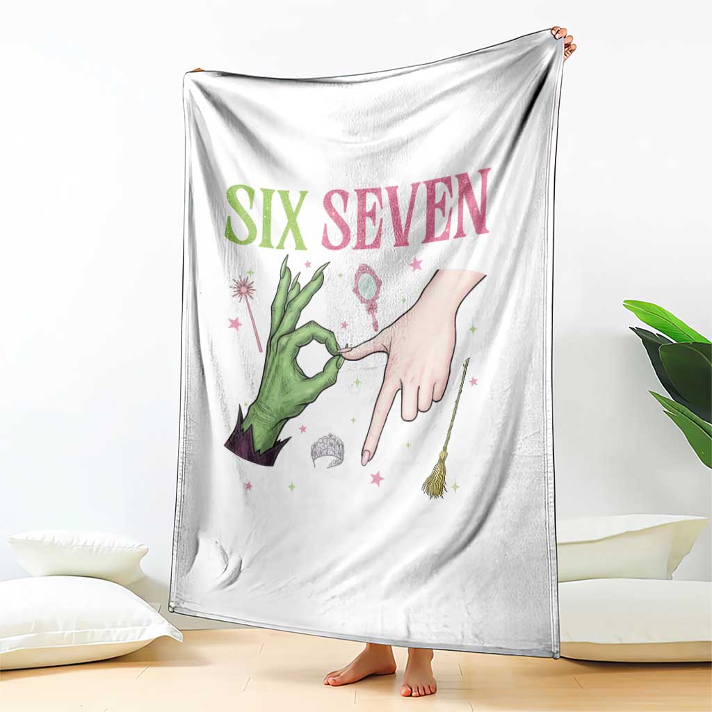 Funny Six Seven Witch Pink And Green Broomstick Magic Wand Throw Blanket - Wonder Print Shop