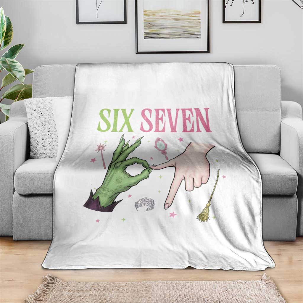 Funny Six Seven Witch Pink And Green Broomstick Magic Wand Throw Blanket - Wonder Print Shop