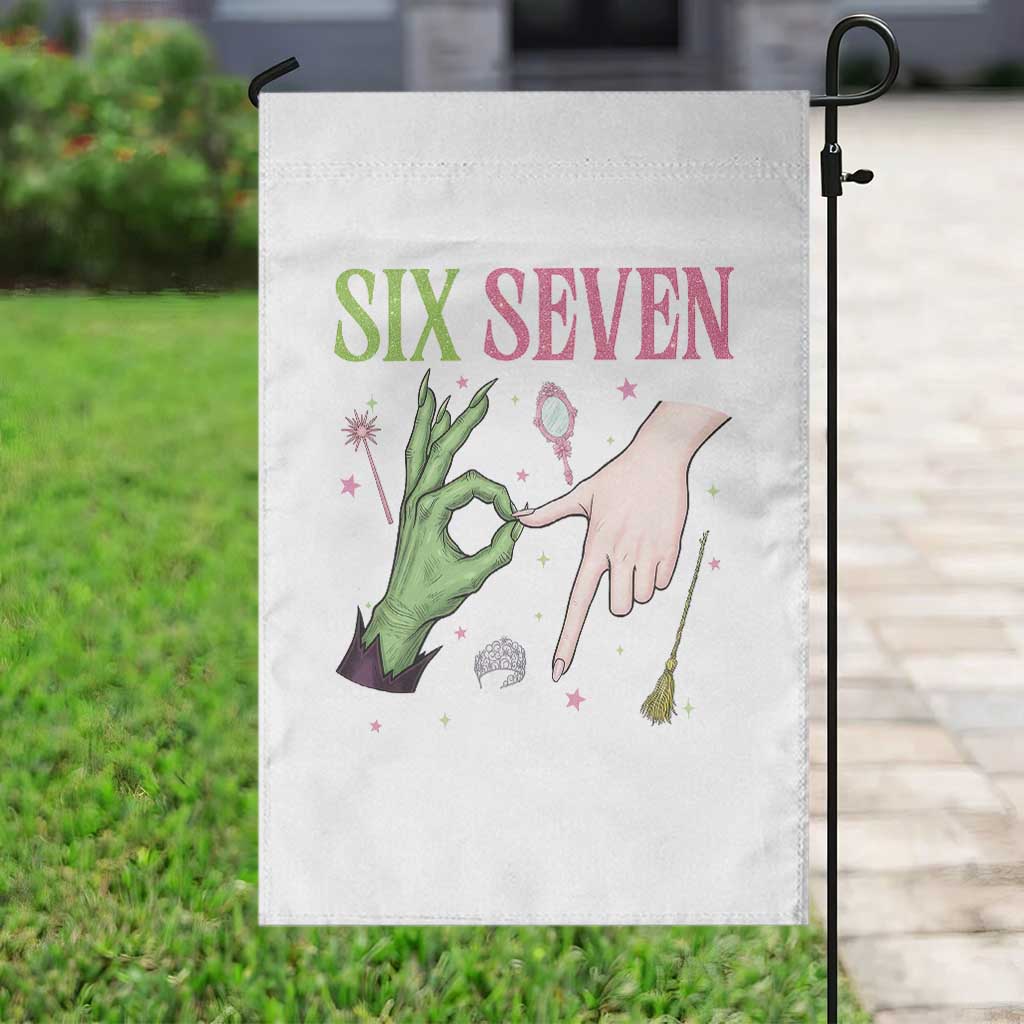 Funny Six Seven Witch Pink And Green Broomstick Magic Wand Garden Flag - Wonder Print Shop