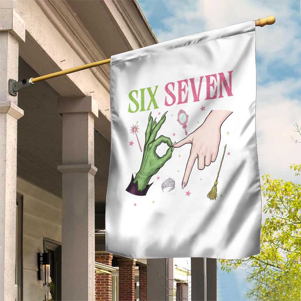 Funny Six Seven Witch Pink And Green Broomstick Magic Wand Garden Flag - Wonder Print Shop