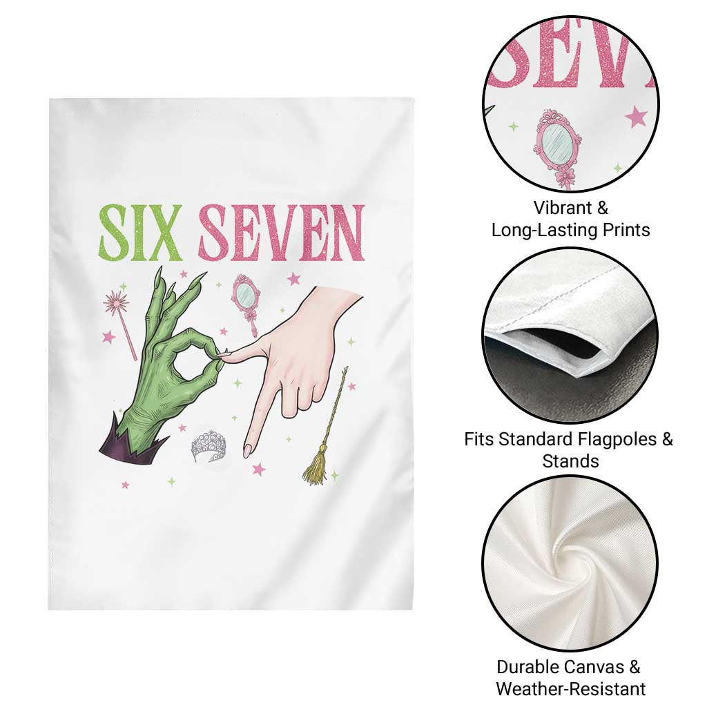 Funny Six Seven Witch Pink And Green Broomstick Magic Wand Garden Flag - Wonder Print Shop
