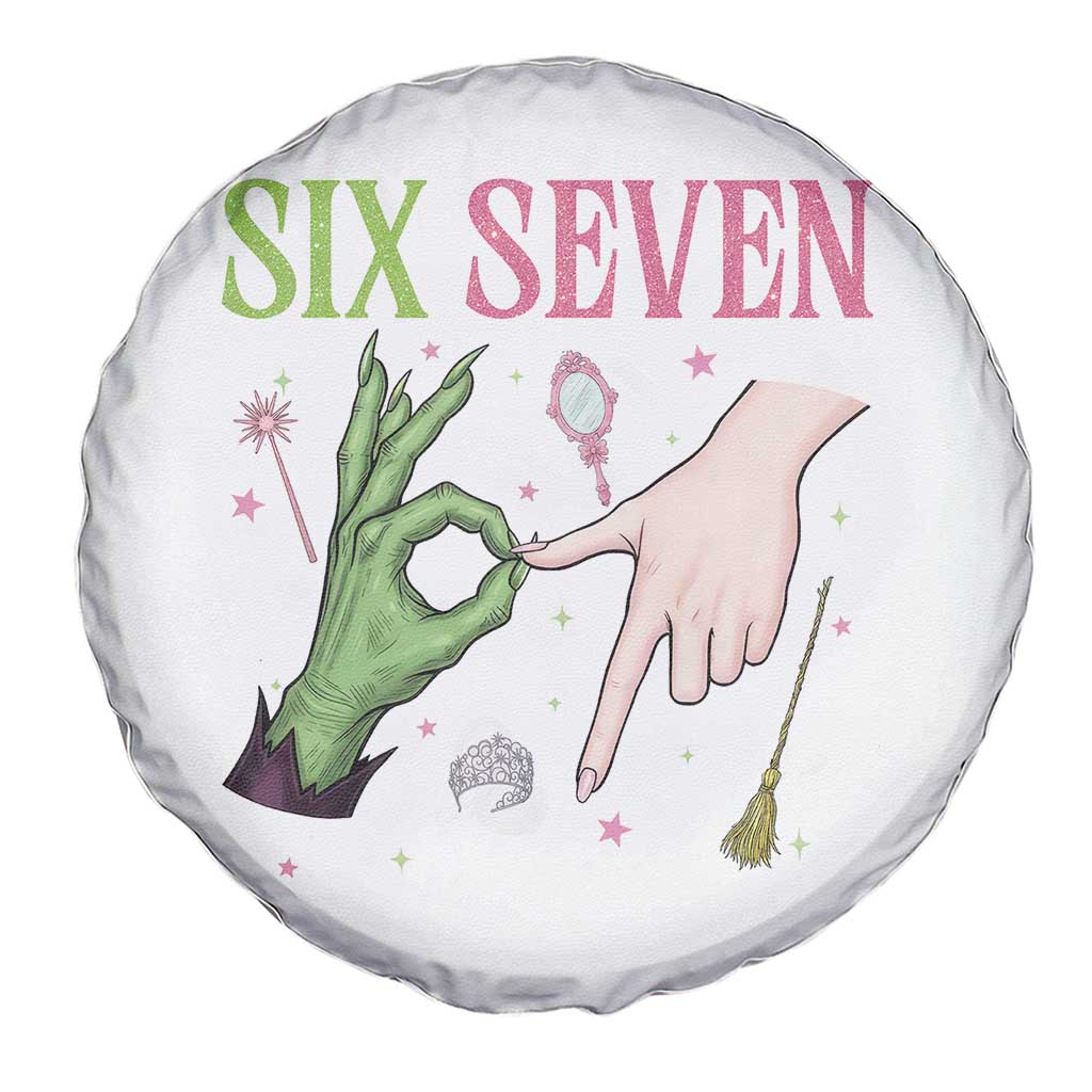 Funny Six Seven Witch Pink And Green Broomstick Magic Wand Spare Tire Cover - Wonder Print Shop