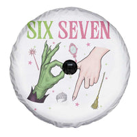 Funny Six Seven Witch Pink And Green Broomstick Magic Wand Spare Tire Cover - Wonder Print Shop