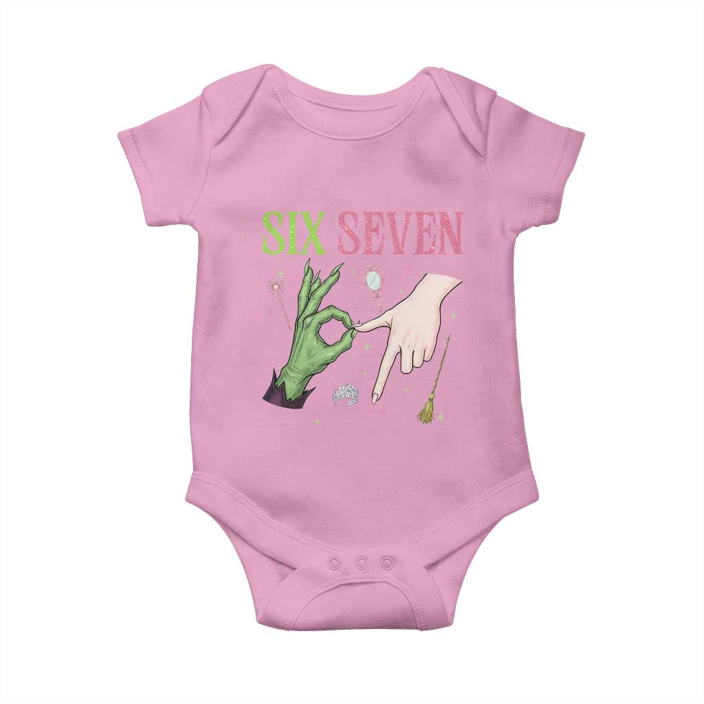 Funny Six Seven Witch Pink And Green Broomstick Magic Wand Baby Onesie - Wonder Print Shop