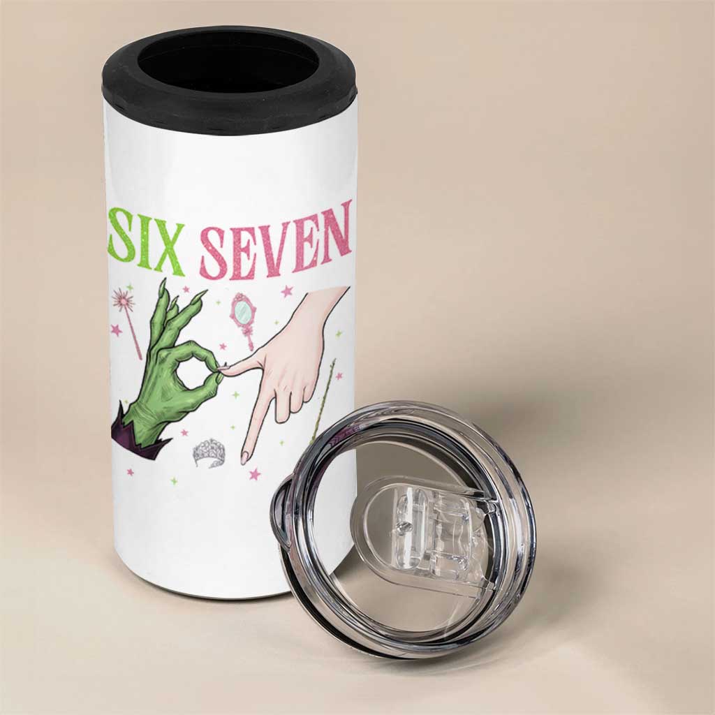 Funny Six Seven Witch Pink And Green Broomstick Magic Wand 4 in 1 Can Cooler Tumbler - Wonder Print Shop